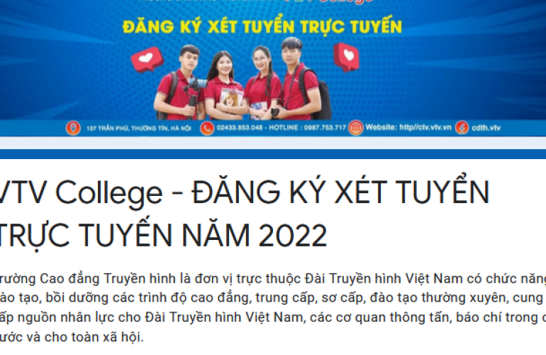 VTVCollege: Đăng ký xét tuyển trực tuyến