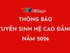 THÔNG BÁO TUYỂN SINH HỆ CAO ĐẲNG CHÍNH QUY NĂM 2026