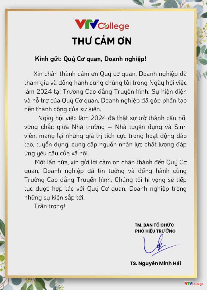 thư cám ơn